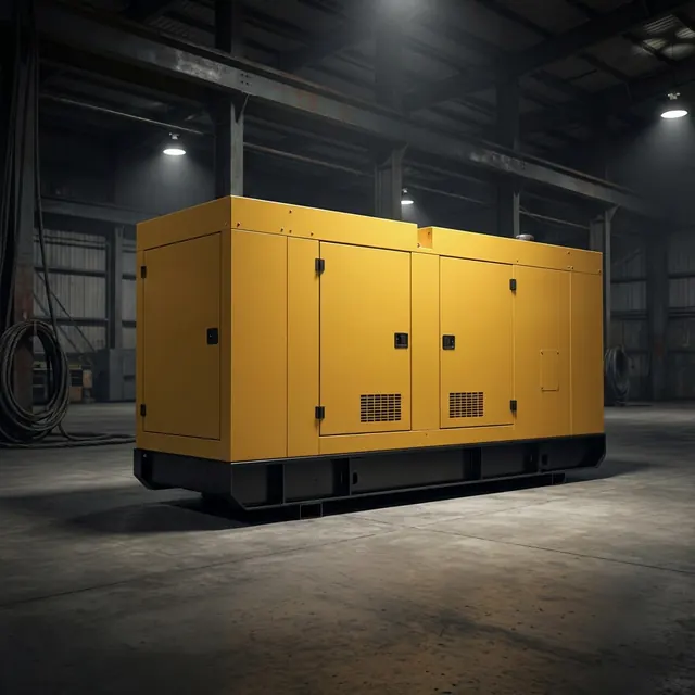Industrial diesel generator with soundproof canopy for sale in the UAE